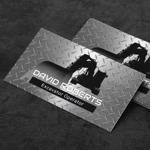 Construction Excavator Plant Operator Modern Metal Business Card