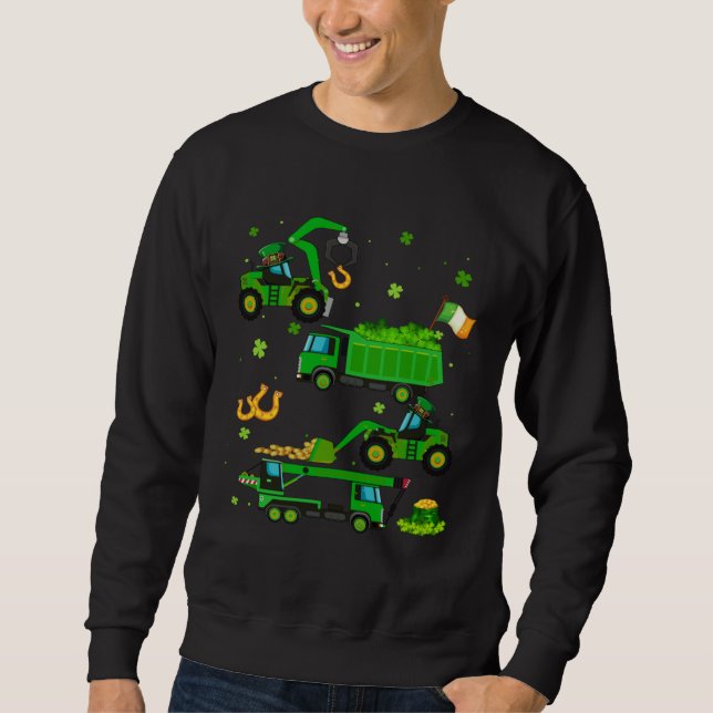 Construction Excavator St Patricks Day Boys Girls  Sweatshirt (Front)