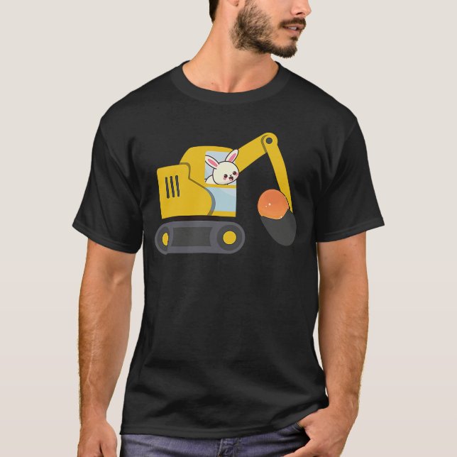 Construction Excavator Truck Toy Kids easter bunny T-Shirt (Front)