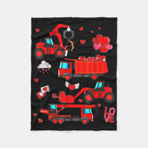 Construction Excavator Valentines Day Kids Toddler Fleece Blanket