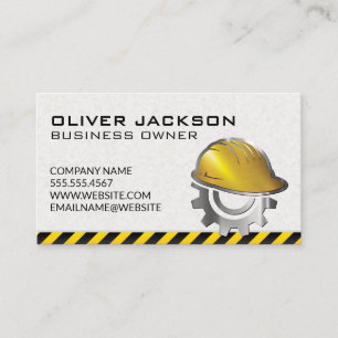 Construction   Excavator Vehicle   Hard Hat Logo Business Card