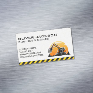 Construction Excavator Vehicle Magnetic Business Card