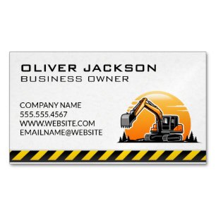 Construction Excavator Vehicle Magnetic Business Card