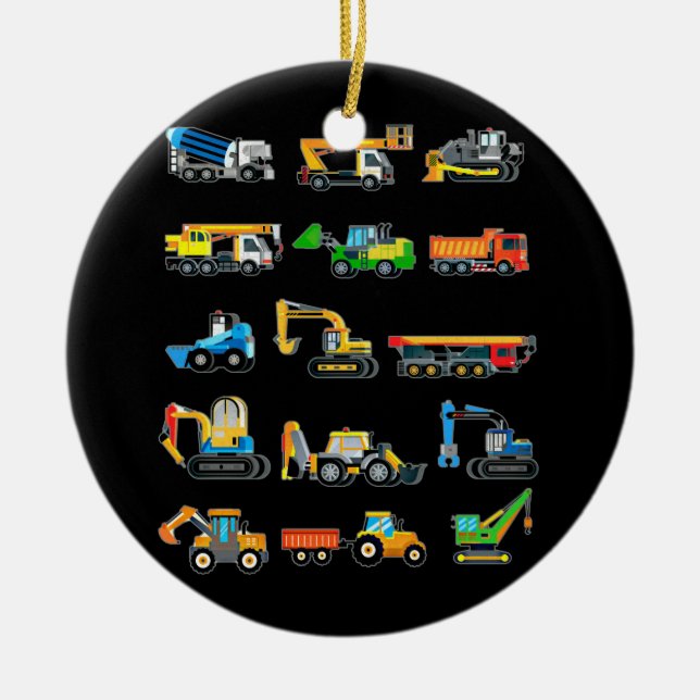 Construction Excavator Vehicles machinery Ceramic Ornament (Front)