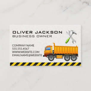 Construction Excavator Work Truck Business Card