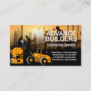 Construction Excavator Workers on Site Business Card