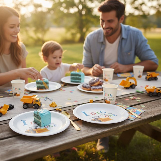 Construction first Birthday I Dig Being One Paper Plate (Creator Uploaded)