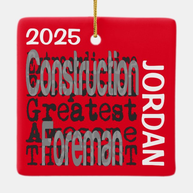 Construction Foreman Extraordinaire CUSTOM Ceramic Ornament (Back)