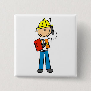 Construction Foreman T-shirts and Gifts 15 Cm Square Badge