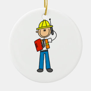 Construction Foreman T-shirts and Gifts Ceramic Tree Decoration