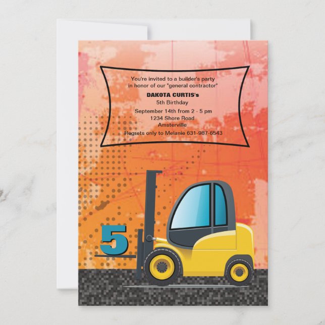 Construction Forklift Invitation (Front)
