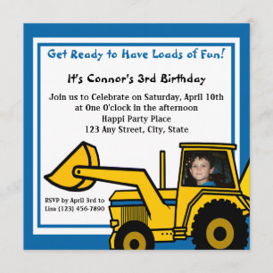 Construction Fun/ Backhoe Invitation