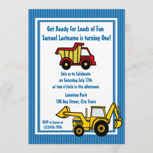 Construction Fun Dump truck Photo Invitation