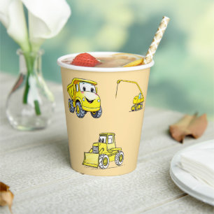 Construction Funny Vehicles Paper Cups