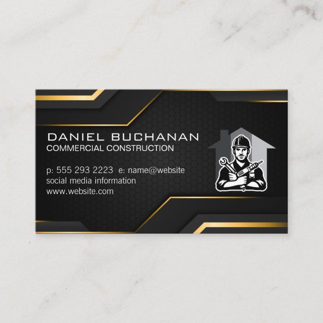 Construction | General Contractor Logo  Business Card (Front)