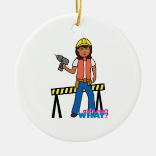 Construction Girl Ceramic Tree Decoration