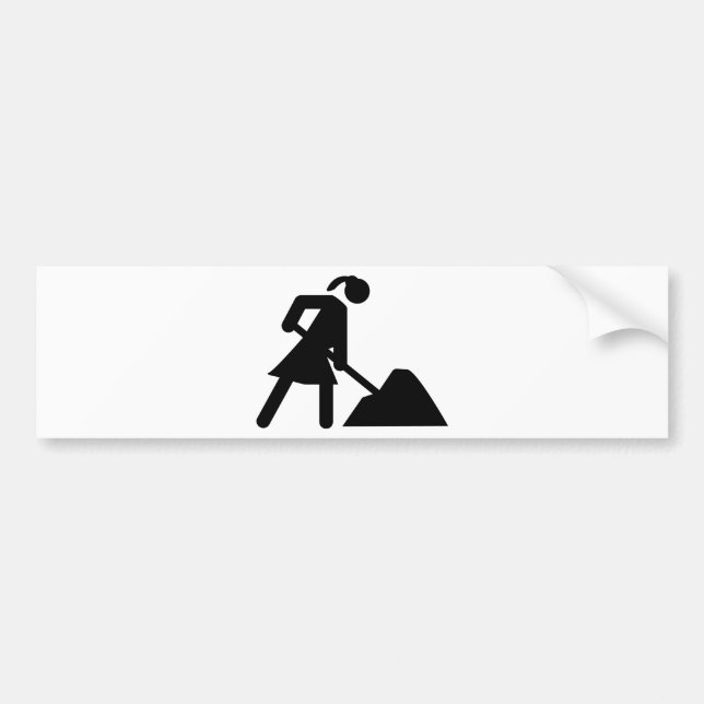 construction girl sign bumper sticker (Front)