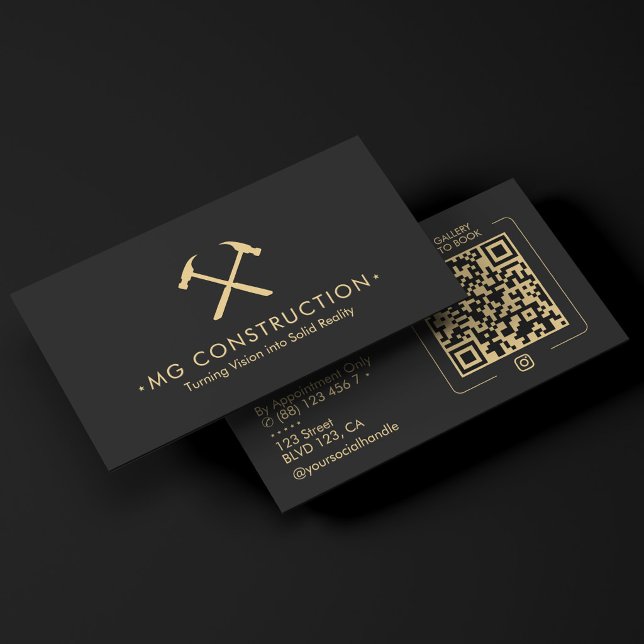Construction Hammer General Contractor Black Business Card (Construction Hammer General Contractor Black Business Card
)
