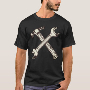 Construction hammer with mechanical spanner wrench T-Shirt