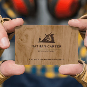  Construction Handyman Carpenter Jack Plane Wood Business Card