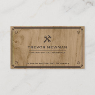 Construction Handyman Carpenter Tools Bolts Wood Business Card