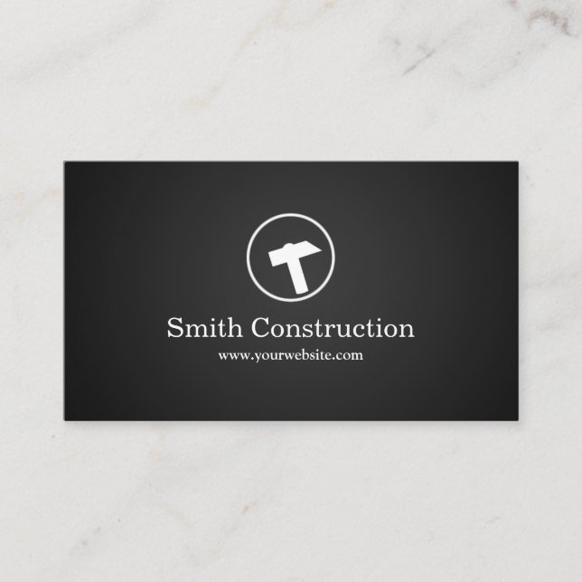 Construction Handyman Professional Hammer Logo Business Card (Front)