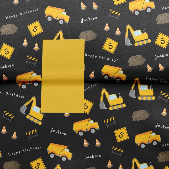 Construction Happy Birthday, Boy Name Age Pattern Tissue Paper (Creator Uploaded)