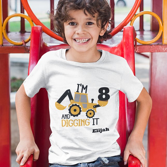 Construction Happy Birthday Digging It Age Name T-Shirt (Creator Uploaded)