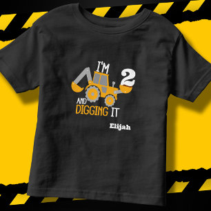 Construction Happy Birthday Digging It Age Name v2 Toddler T-Shirt
