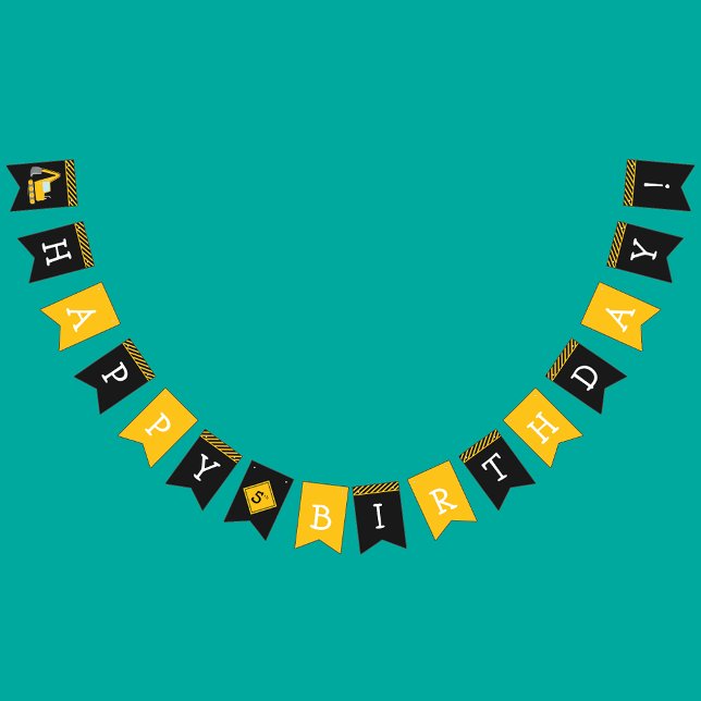 Construction Happy Birthday, Excavator and Age Boy Bunting (Creator Uploaded)