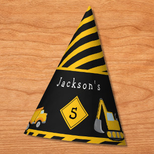 Construction Happy Birthday - Name and Age Boy Party Hat