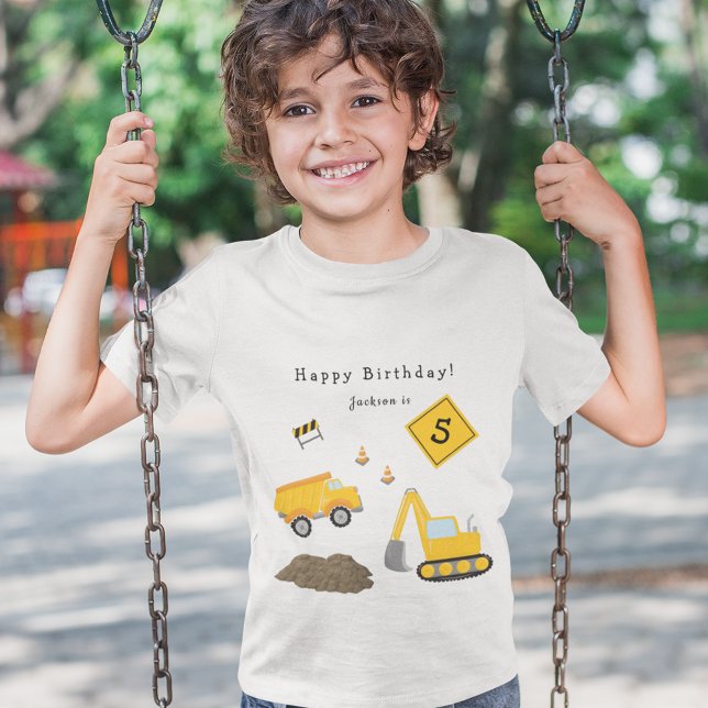 Construction Happy Birthday - Name and Age Boy T-Shirt (Creator Uploaded)