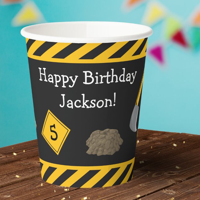 Construction Happy Birthday with Age Boy Paper Cups (Creator Uploaded)