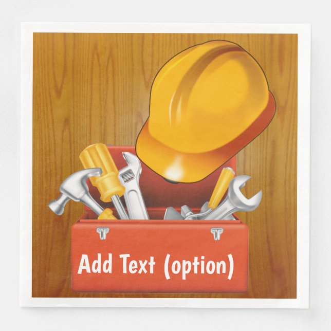 Construction Hard Hat and Tool Box Paper Napkins (Front)
