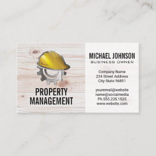Construction Hard Hat Logo   Wood Business Card