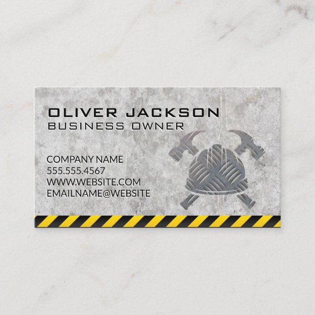 Construction | Hard Hat Steel | Concrete Business Card (Front)