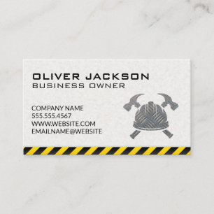 Construction   Hardhat Hammers Logo Business Card