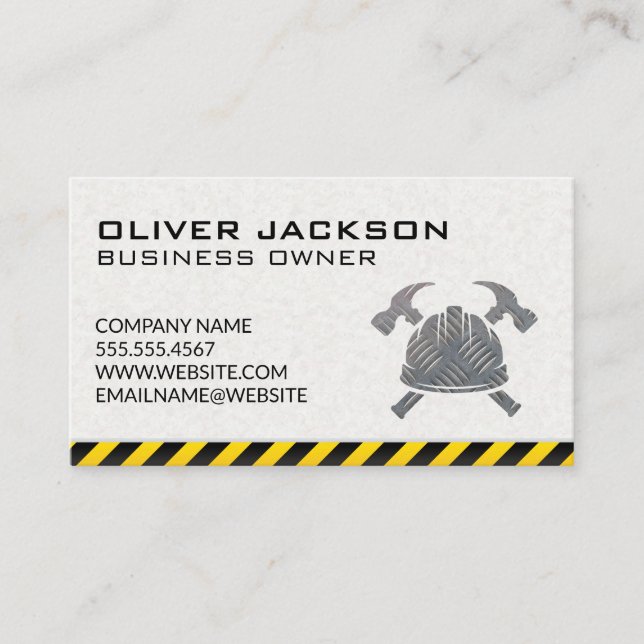Construction | Hardhat Hammers Logo Business Card (Front)