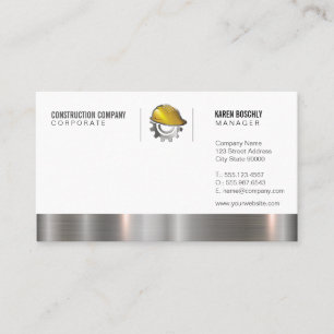 Construction Hardhat Metallic Gear Logo Business Card