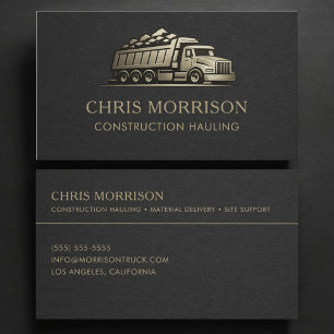 Construction Hauling Services Professional Business Card