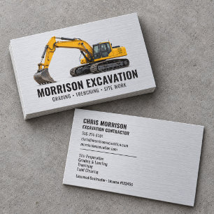 Construction Heavy Equipment Metallic Professional Business Card