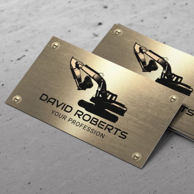 Construction Heavy Equipment Operator Gold Metal Business Card (Creator Uploaded)