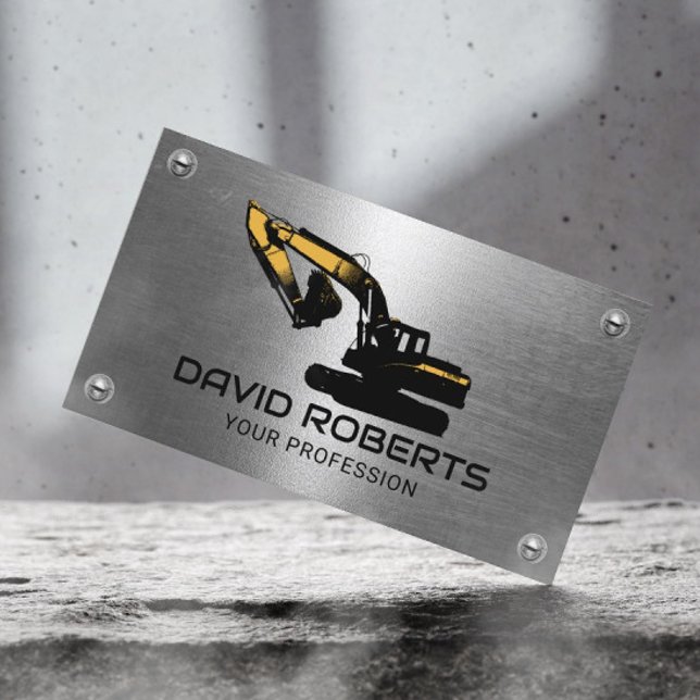 Construction Heavy Equipment Operator Metal Business Card (Creator Uploaded)