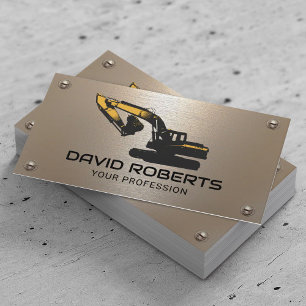 Construction Heavy Equipment Operator Modern Metal Business Card