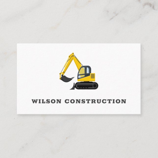 Construction Heavy Machinery Backhoe Business Card (Front)