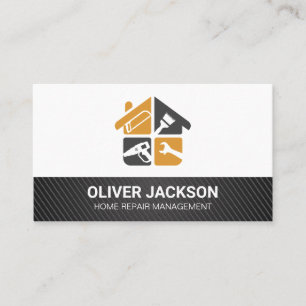 Construction Home Repairman Icons   Builders Business Card