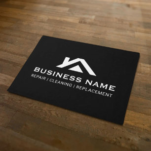 Construction House Roof Logo Real Estate Black Doormat