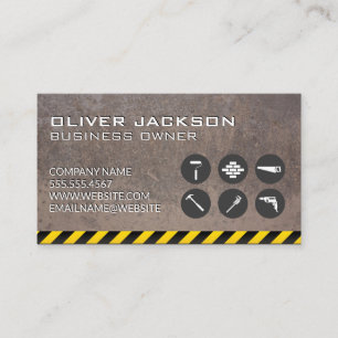 Construction Icons   Rusted Metal   Caution Business Card