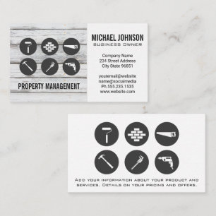 Construction Icons   Wood Carpentry Business Card