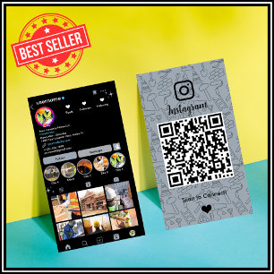 Construction Instagram Dusty Blue QR Code Business Card